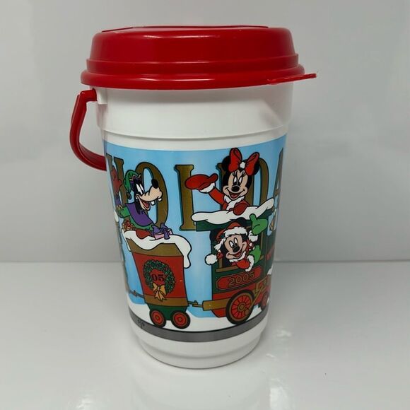 2005 Walt Disney World Happy Holidays Train Popcorn Bucket, Mickey Minnie Mouse - Picture 1 of 5
